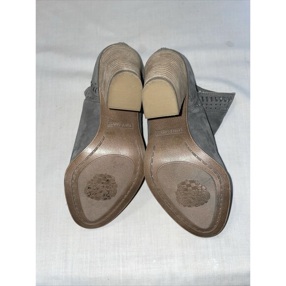 Vince Camuto Zip Back Bootie Women’s Size 4.5 M Gray Leather Block Heel Platform - Picture 6 of 12
